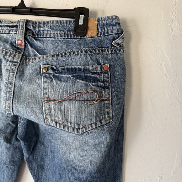 Maurices Y2k Jeans 9/10 Blue Denim Bootcut Mid Rise Distressed Pockets - Picture 9 of 10